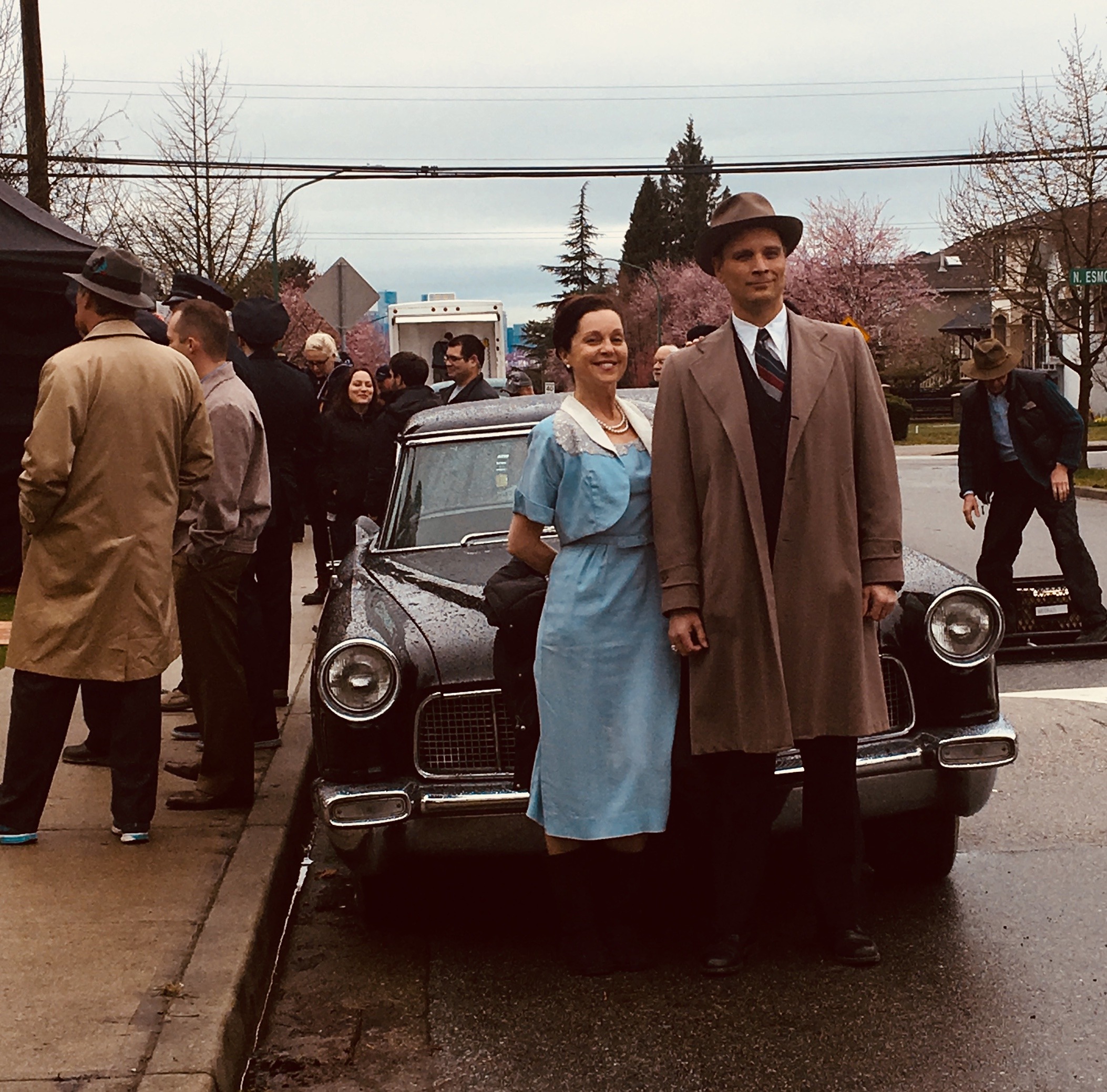 Sarah-Jane Redmond and Ben Cotton on the set of The Bletchley Circle: San Francisco.