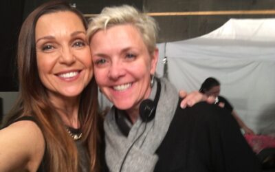 Taking time out for a photo on the set of Siren, actor Sarah-Jane Redmond with director Amanda Tapping.