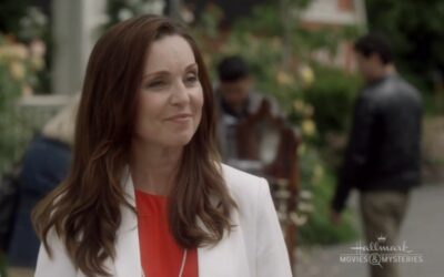 An image of Sarah-Jane Redmond on the Hallmark production Garage Sale Mysteries.