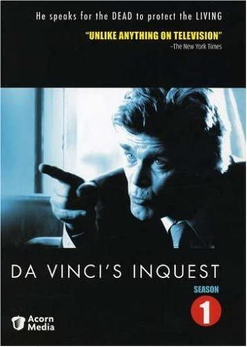 Da Vinci's Inquest Season 1 DVD front cover. He speaks for the dead to protect the living. (Acorn Media).