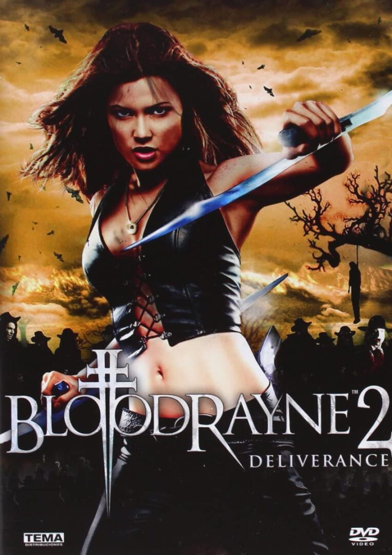 DVD front cover image of Bloodrayne 2: Deliverance (2007) with Natassia Malthe in the title role. (Brightlight Pictures/Event Film)