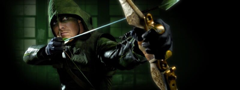 Promotional image of Stephen Amell as Oliver Queen (Green Arrow) from Arrow (The CW).